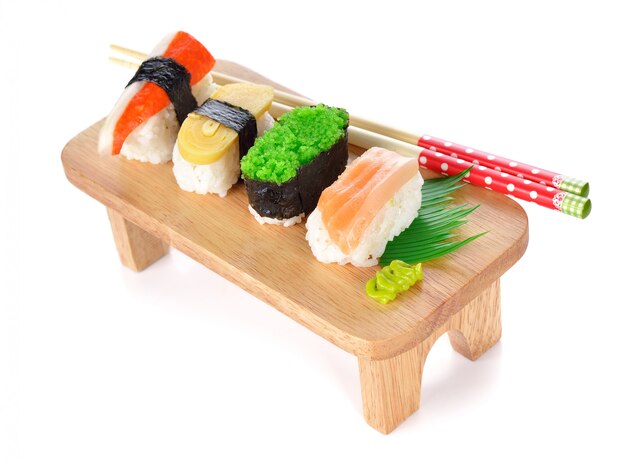 Sushi on a white