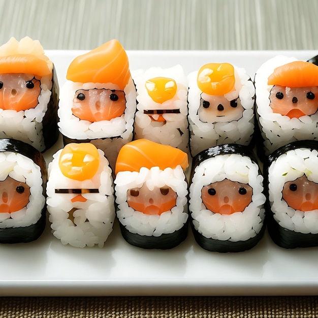 sushi with cute faces