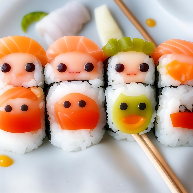 sushi with cute faces