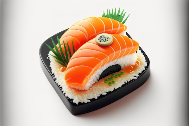 Суши с лососем на белом фоне