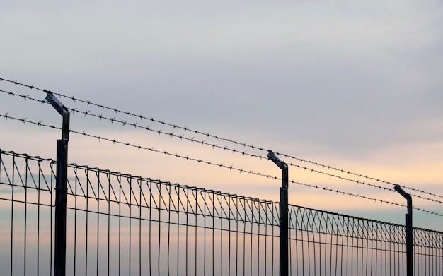 写真 夕暮れの空に向かって吊り橋