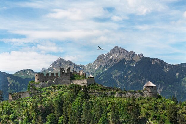 Suspension bridge and castle ruins Ehrenberg