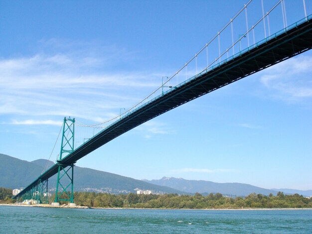 Foto ponte sospeso sul mare contro il cielo