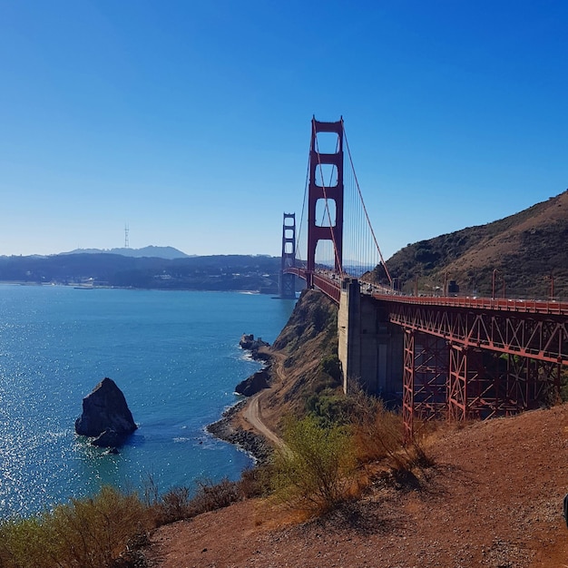 Suspension bridge over sea