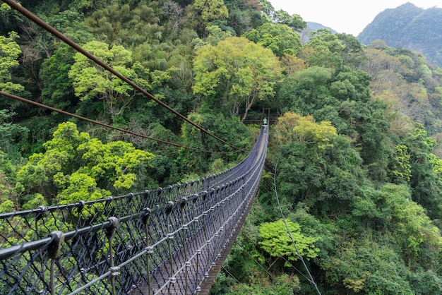 Photo suspension bridge in xiao wulai skywalk in taoyuan tourism of taiwan