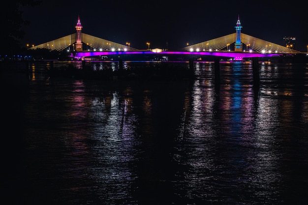 Suspension tensile structure Bridge Lighting Colorful and Bewitching Effects Chesadabodin Bridge