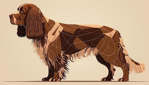 Sussex Spaniel dog Creative illustration Ai Generate