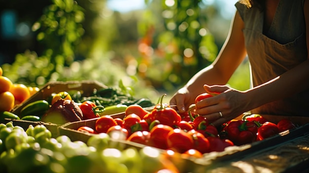 Фото Устойчивое сельское хозяйство и местное производство продуктов питания с фермерскими рынками и органическим сельским хозяйством