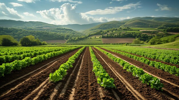 Sustainable Agriculture lettuce plantation field