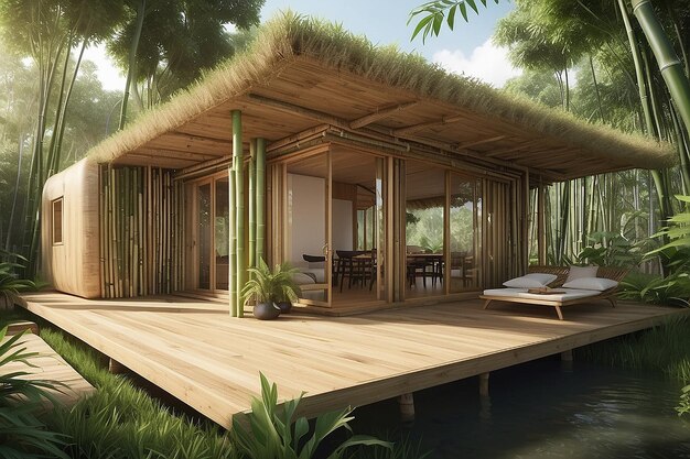 Photo sustainable bamboo retreat