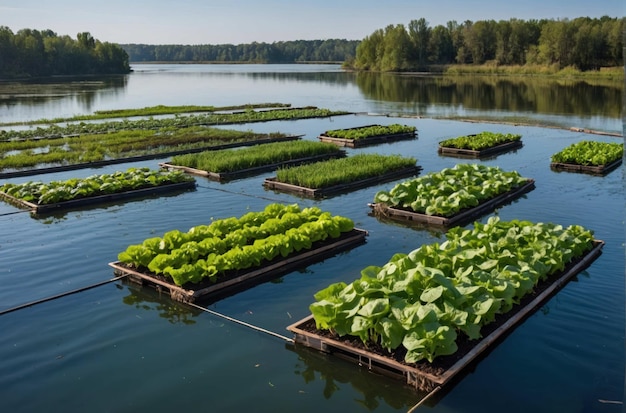 Foto sustainable energy solar panels over water