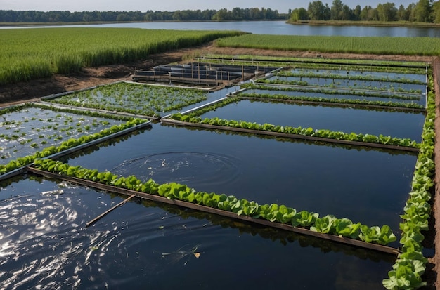 Фото sustainable energy solar panels over water