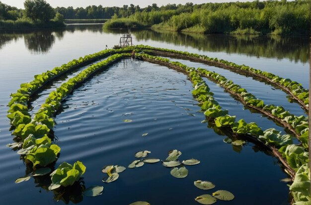 Foto pannelli solari per l'energia sostenibile sull'acqua