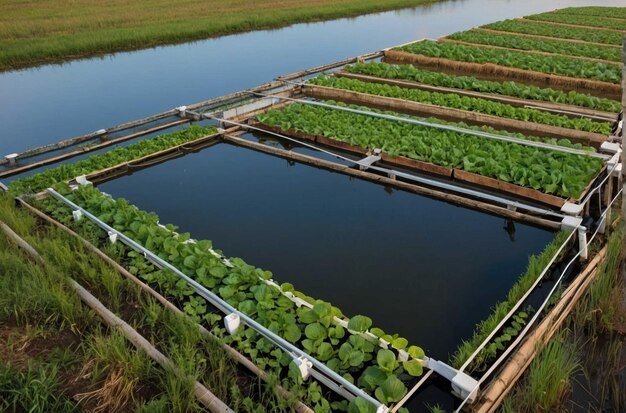 Foto pannelli solari per l'energia sostenibile sull'acqua