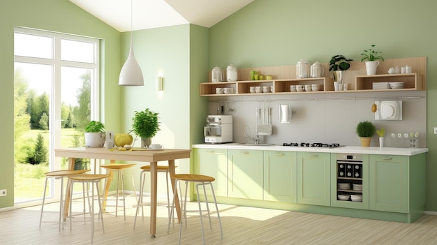 Sustainable green kitchen background