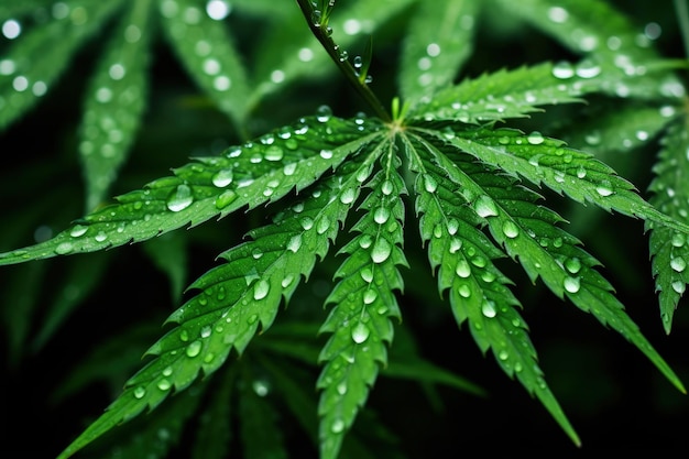 持続可能な麻 大麻植物は葉に雨滴がかかるため、最小限の水で成長します