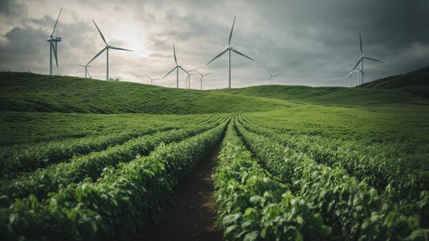 Устойчивая промышленность в фокусе ESG Концепция зеленой энергии от генеративного ИИ