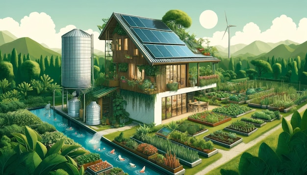 Sustainable Living Concept with EcoFriendly House