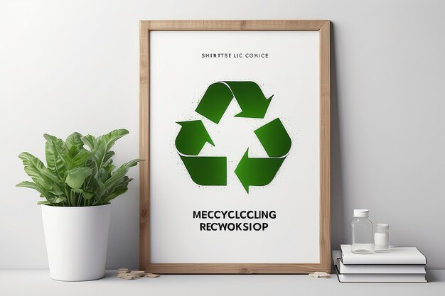 Sustainable Living Workshop Recycling Tips Signage Mockup with blank white empty space for placing your design