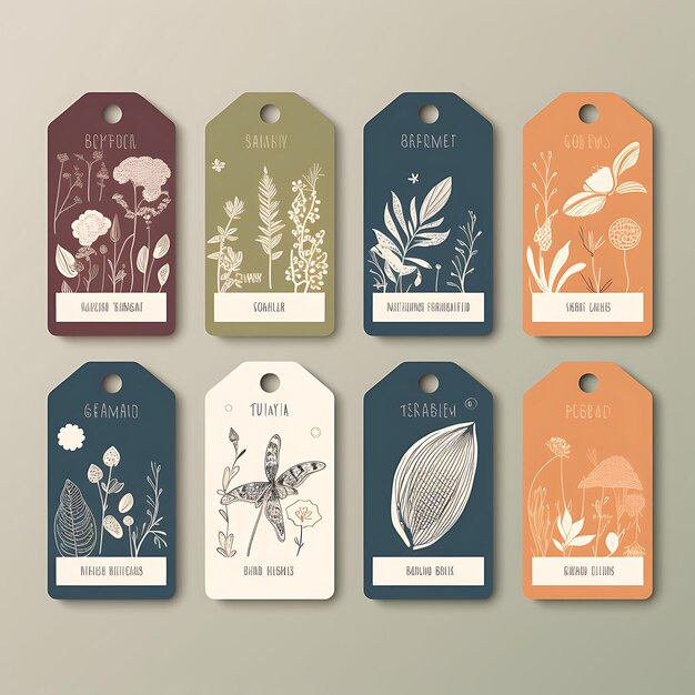Sustainable Outerwear Tag Card Organic Cotton NatureInspire 2D Vector Design Collection Card Flat