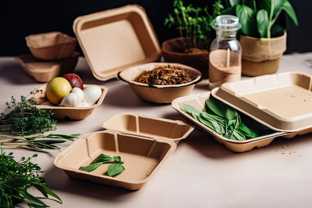 Sustainable packaging with plantbased materials or renewable resources created with generative ai