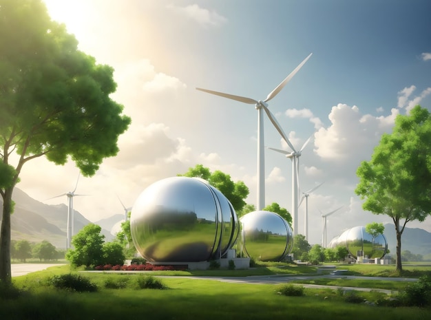 Sustainable renewable green energy concept background design