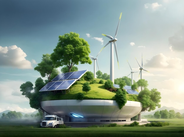 Sustainable renewable green energy concept background design