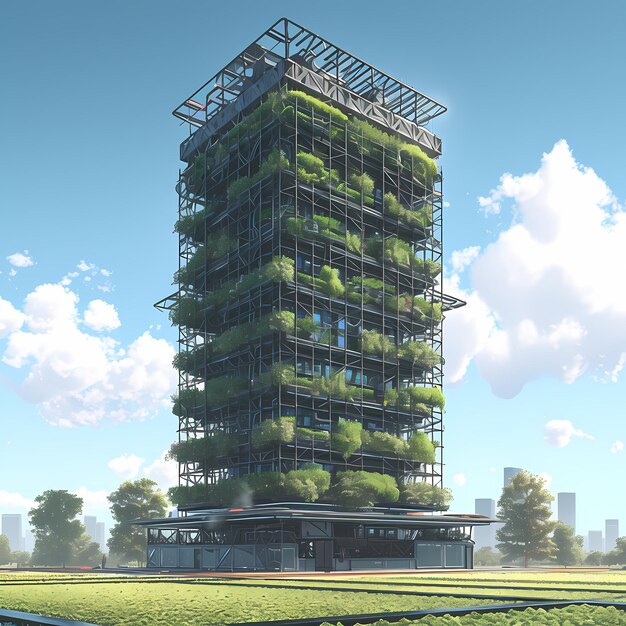 Photo sustainable skyscraper vertical farm