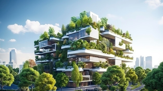 Photo sustainble ecofriendly building in modern city