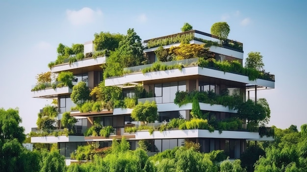 Photo sustainble ecofriendly building in modern city
