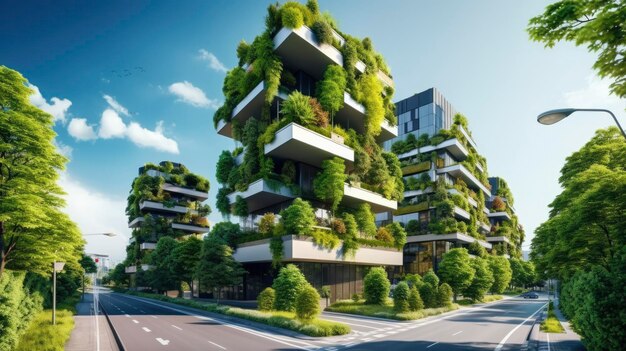 Photo sustainble ecofriendly building in modern city