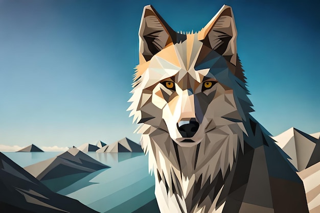 Sute wolf in polygonal style