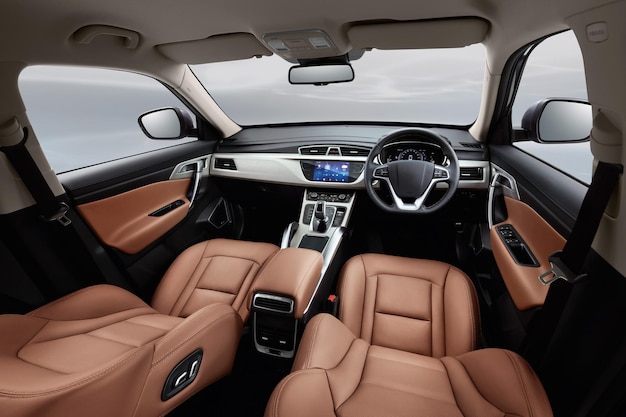 SUV interieur dubbele lederen stoelweergave