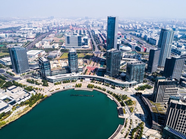 Suzhou City Dushuhu province China Dushu lake cityscape