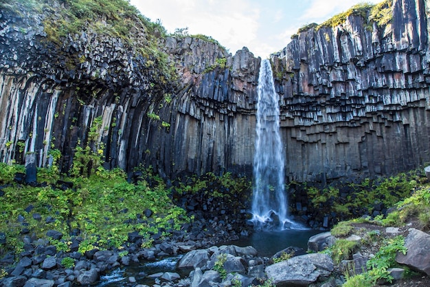 Svartifoss waterfall the most beautiful waterfall in southern Iceland