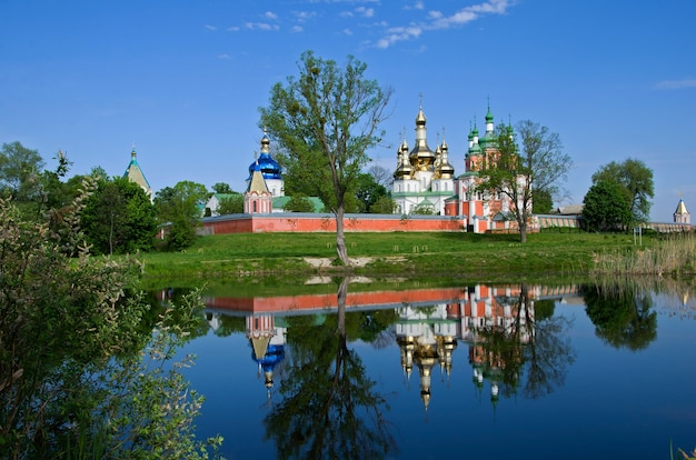 Sviato-Troitskyi Monastery in Hustynia on a sunny summer day. Chernihiv region. Ukraine