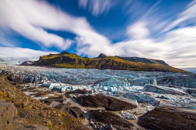 Svinafellsjokull glacier in Vatnajokull National Park Iceland