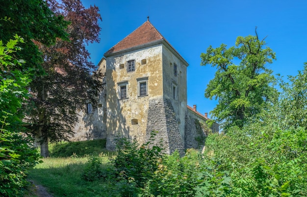 Svirzh, Oekraïne 10.07.2021. Svirzh Castle in de regio Lviv in Oekraïne op een zonnige zomerdag