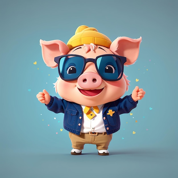 Swag Pig Dabbing Festive Cartoon Icon
