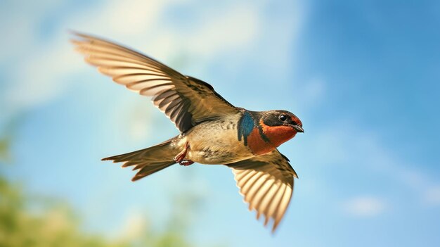 Swallows flight in the blue sky