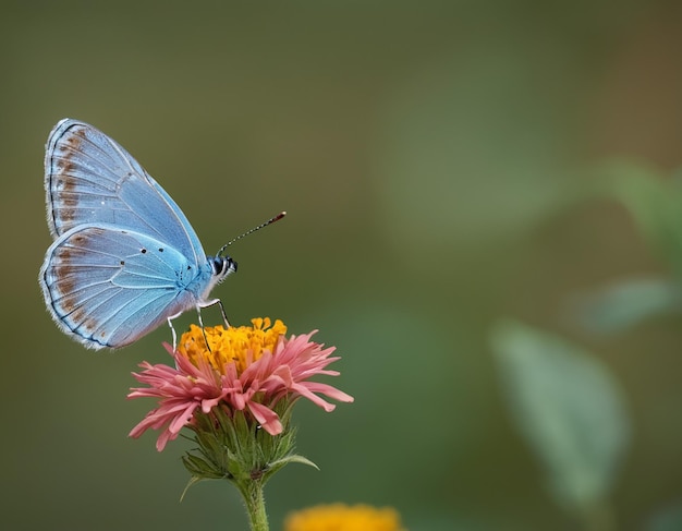 Swallowtail butterfly on flower and water