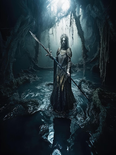 swamp witch epic dark fantasy illustration horror landscape magic gathering horror epic atmospheric