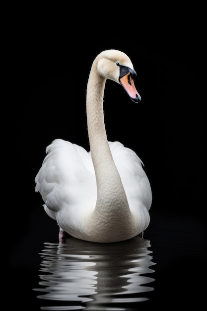 Swan on black background