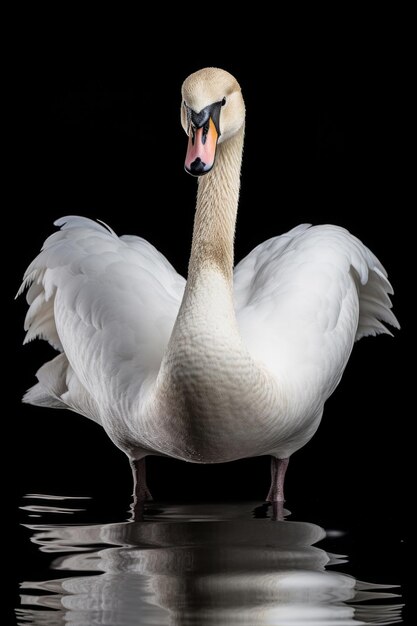 Swan on black background