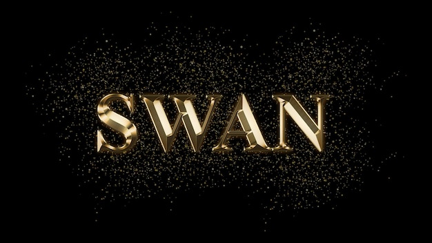 写真 swan ゴールド・テキスト・エフェクト 金色のテキストとスパーク 金色塗装のテキスト・エフェクト 動物の名前