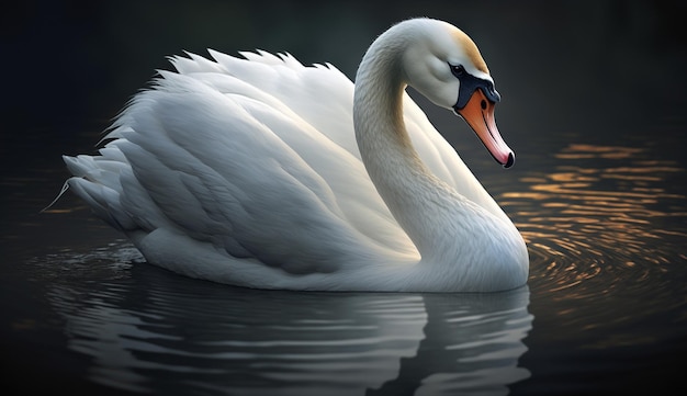 Swan natural color outline realistic image Ai generated art
