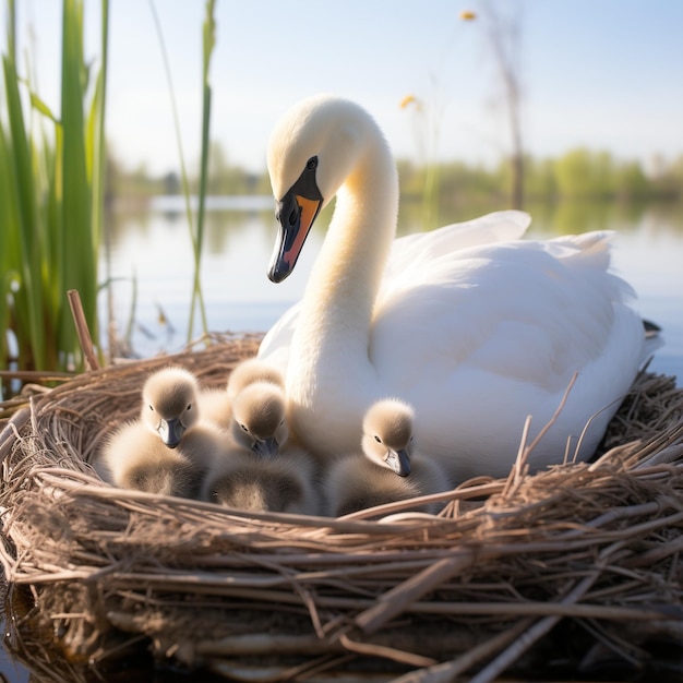 Photo a swan nest