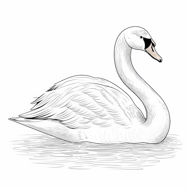 Swan Outline Drawing Simple Line Art For Coloring Book