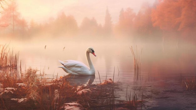 a swan in a pond