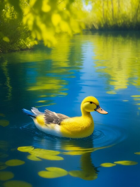 Swan on river at tranquil autumn morning